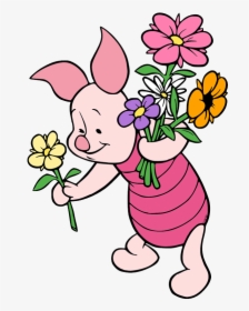 Piglet Holding Flowers, HD Png Download, Transparent PNG