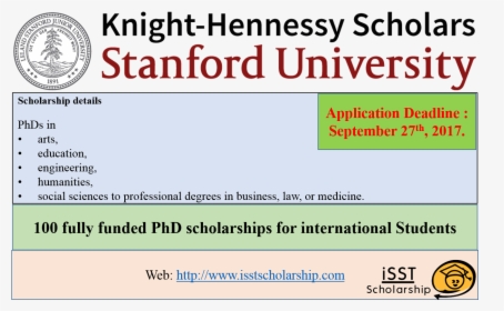 100 Fully Funded Phd Scholarships For International - Stanford University, HD Png Download, Transparent PNG