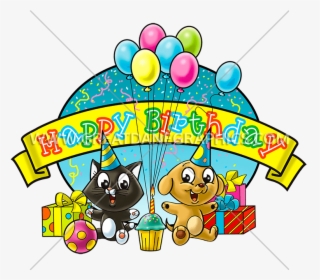 Birthday Cat & Dog - Dog And Cat Celebrating Birthday Party Clipart, HD Png Download, Transparent PNG