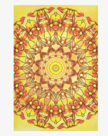 Orange Yellow Sunflower Mandala Red Zendoodle Cotton, HD Png Download, Transparent PNG