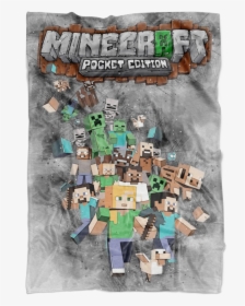 Minecraft Fleece Blanket Sketch Mix Grey Blanket - Illustration, HD Png Download, Transparent PNG