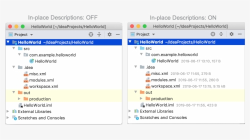 Descriptions In Tree Views Option On And Off - Intellij Explorer View, HD Png Download, Transparent PNG