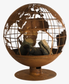 Fire Ball Laser Cut Rust Globe - Globe, HD Png Download, Transparent PNG