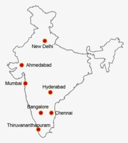 Ahmedabad Has Daily Flights To All Major Cities Of - Cities In India Map Outline, HD Png Download, Transparent PNG