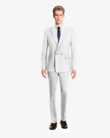 White Wool Blends 2 Buttons Double Breasted Suit-view - Mao Suit, HD Png Download, Transparent PNG
