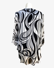 Sheer Chiffon Kimono Jacket Black White Floral - Blouse, HD Png Download, Transparent PNG