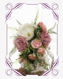 Silk Artificial White, Coral And Dusty Pink Small Cascading - Dusty Pastel Wedding Bouquet, HD Png Download, Transparent PNG