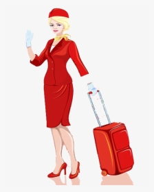 Stewardess Png - Flight Attendant With Baggage, Transparent Png, Transparent PNG