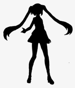 Anime Silhouette - Anime Girl Silhouette Png, Transparent Png, Transparent PNG