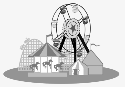 Carnival Scene Vector Illustration - Amusement Park Clipart Black And White, HD Png Download, Transparent PNG
