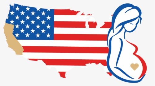 Clipart Of The United States And Pregnant Woman - Usa Flag, HD Png Download, Transparent PNG