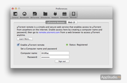 Utorrent Remote - Utorrent Mac Menu Preference, HD Png Download, Transparent PNG