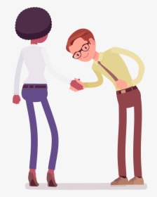 A Man Bowing While Shaking Hands In The Korean Fashion - Introducing Yourself Cartoon, HD Png Download, Transparent PNG