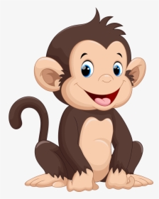 Little Monkey Illustration Cartoon Drawing Happy Clipart - Cartoon Monkey Clipart, HD Png Download, Transparent PNG