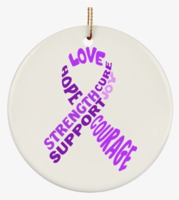 Purple Awareness Ribbon With Words Ceramic Circle Ornament - Jiggles, HD Png Download, Transparent PNG