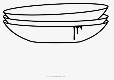 Plates Coloring Page - Plates White Black Draw, HD Png Download, Transparent PNG