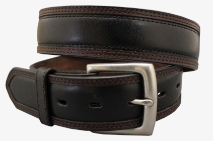 3d Belt Men S Black/brown Double Row Stitching Leather - Belt, HD Png Download, Transparent PNG