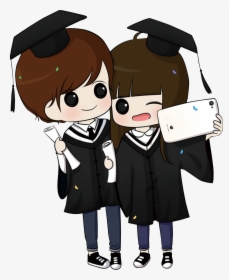 Collection Of Free Graduation Drawing Uniform Download - Animated Graduation Girl Cartoon, HD Png Download, Transparent PNG