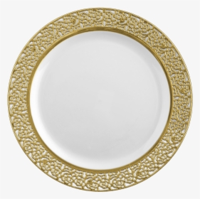 White Plates With Silver Trim - White Silver Plastic Plates, HD Png Download, Transparent PNG