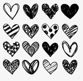 Transparent Heart Doodle Png - Black And White Hearts Clipart, Png Download, Transparent PNG