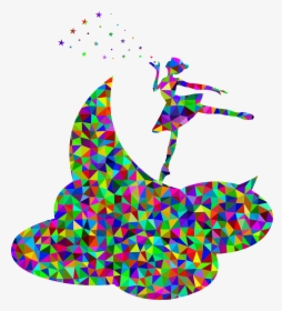 Prismatic Low Poly Ballerina On The Moon Clip Arts - Colorful Arrow Pointing Down, HD Png Download, Transparent PNG