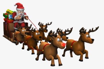 Santa Sleigh Png - Santa Claus Sleigh And Reindeer Png, Transparent Png, Transparent PNG