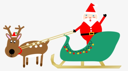 Santa Sleigh And Reindeer 1, HD Png Download, Transparent PNG