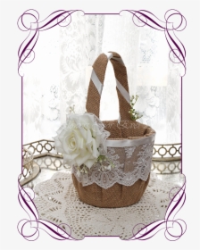 Silk Artificial Decorated Rustic Lace Burlap And Baby - Flower Girl Basket Design, HD Png Download, Transparent PNG