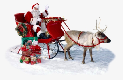 Free Santa Sleigh Silhouette Png - Babbo Natale Sulla Slitta, Transparent Png, Transparent PNG