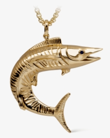 Wahoo Yellow Gold Fish Fisherman Necklace - Fish Gold Pendant, HD Png Download, Transparent PNG