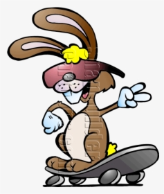 Rabbit Riding Skate Board - Rabbit On A Skateboard, HD Png Download, Transparent PNG