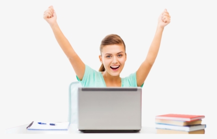Transparent Beautiful Lady Clipart - Happy Student Using Laptop, HD Png Download, Transparent PNG