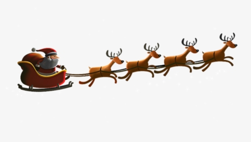 #ftestickers #santaclaus #sleigh #reindeer - Santa And Reindeer Png, Transparent Png, Transparent PNG