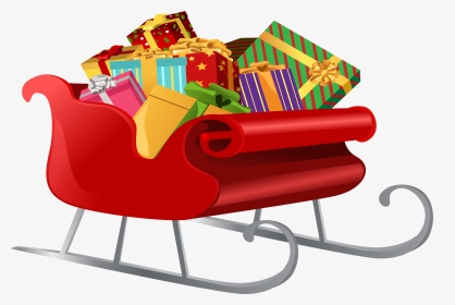 Santa Sleigh With Gifts Png Clip Art Image - Santa Sleigh With Presents, Transparent Png, Transparent PNG