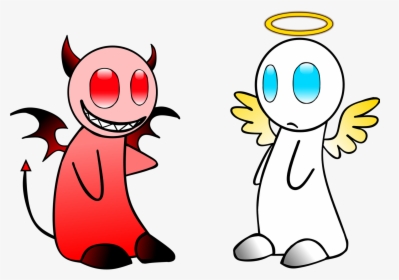 A Cartoon Image Of A Demon Next To An Angel That Represents - Difference Between Good And Bad, HD Png Download, Transparent PNG