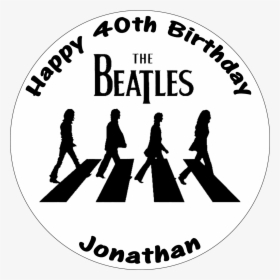 The Beatles Black White Abbey Road Round Birthday Cake - Beatles Cake Topper, HD Png Download, Transparent PNG
