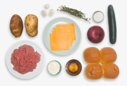 Cheddar Cheeseburgers With Quick Pickles & Thyme-roasted - Diet Food, HD Png Download, Transparent PNG