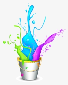 Paint Wallpaper Bucket Colorful Holi Free Frame Clipart - Transparent Happy Holi Png, Png Download, Transparent PNG