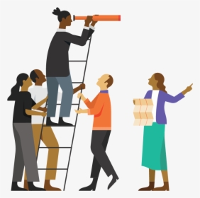 Person Standing In The Middle Of A Tall Ladder Holding - People Holding Other People Up, HD Png Download, Transparent PNG