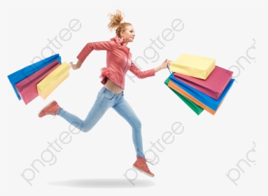 Woman Clipart Shopping - Jumping, HD Png Download, Transparent PNG