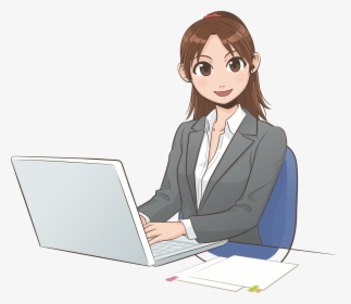 Female User Big Image - Computer User In Cartoon, HD Png Download, Transparent PNG