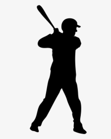 Baseball Clipart Graphic Black And White Library - Baseball Player Silhouette Transparent, HD Png Download, Transparent PNG