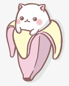 Kawaii Cute Anime Cat Clipart , Png Download - Kawaii Cat In Banana, Transparent Png, Transparent PNG