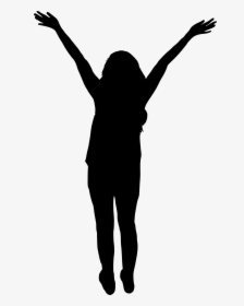 9 People With Hands Up Silhouette - Woman Silhouette Hands Up, HD Png Download, Transparent PNG