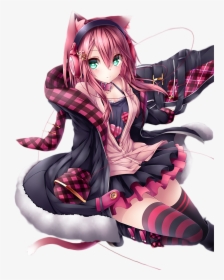 Headphone Transparent Cat - Anime Girl With Pink Hair And Cat Ears, HD Png Download, Transparent PNG