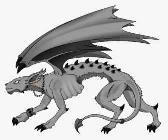 Free Demon Dog Clipart - Dog With Wings Drawing, HD Png Download, Transparent PNG