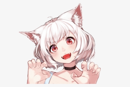 #anime #girl #neko #cat #cute - Anime Girl White Hair Red Eyes, HD Png Download, Transparent PNG