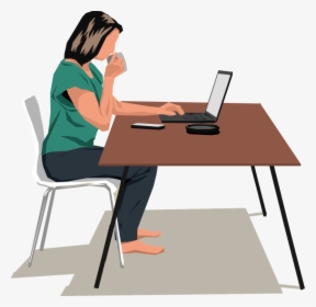 Standing,human Behavior,angle - Person Sitting At Computer Clipart, HD Png Download, Transparent PNG