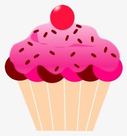 Cupcake, Cherry, Pink Icing, Dessert, Food, Sweet - Pink Cupcake Clipart, HD Png Download, Transparent PNG