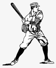 Vintage Illustration Big Image - Vintage Baseball Player Clip Art, HD Png Download, Transparent PNG